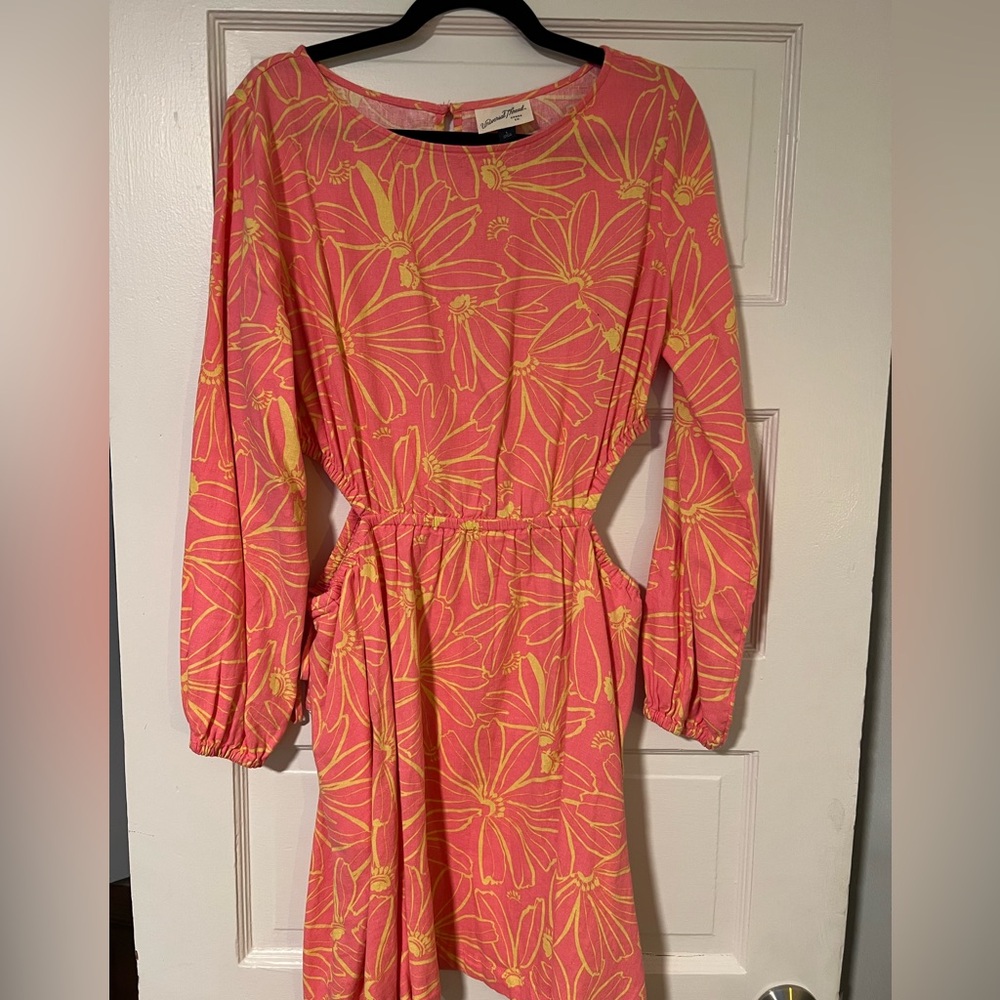 Women’s floral long sleeve mini A-Line dress. Size large. Never been worn.